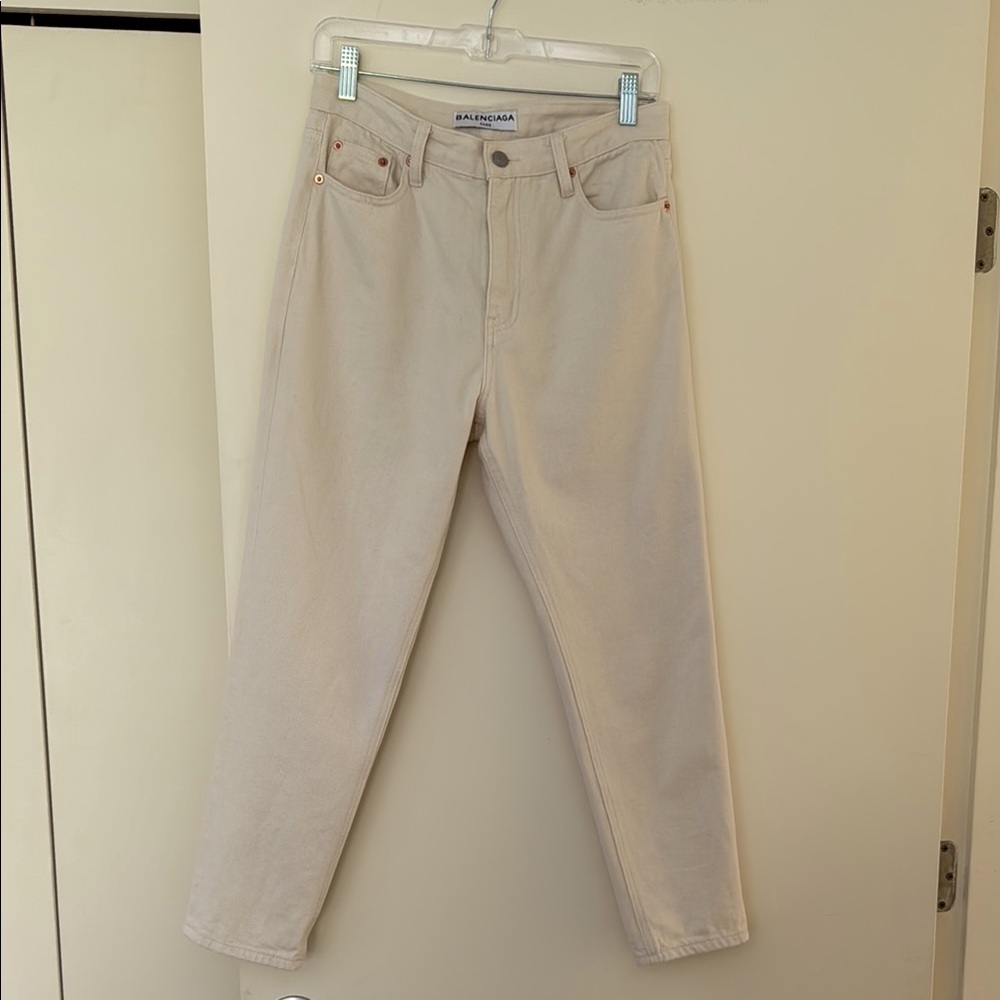 Balenciaga Cream High-Rise Jeans